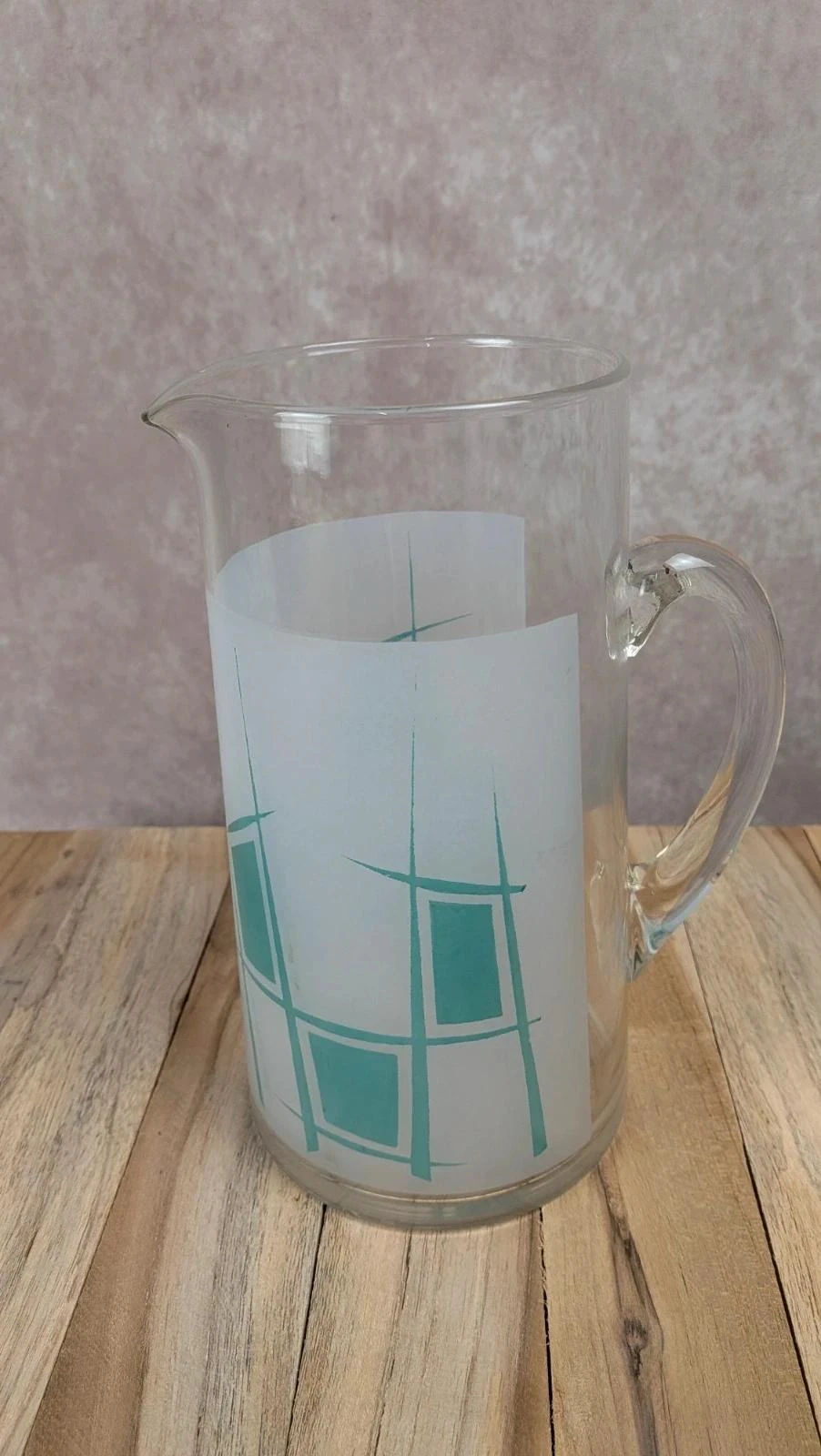 Vintage 50s glass jug – geometric decor – photo 4